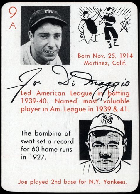 1945 Autographs Game Joe DiMaggio Babe Ruth